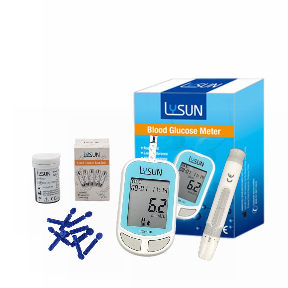 Lysun BGM-101 Blood Glucose Meter Glucometer Kit Diabetes Tester 50/100 Test Strips Lancets Medical Blood Sugar Meter