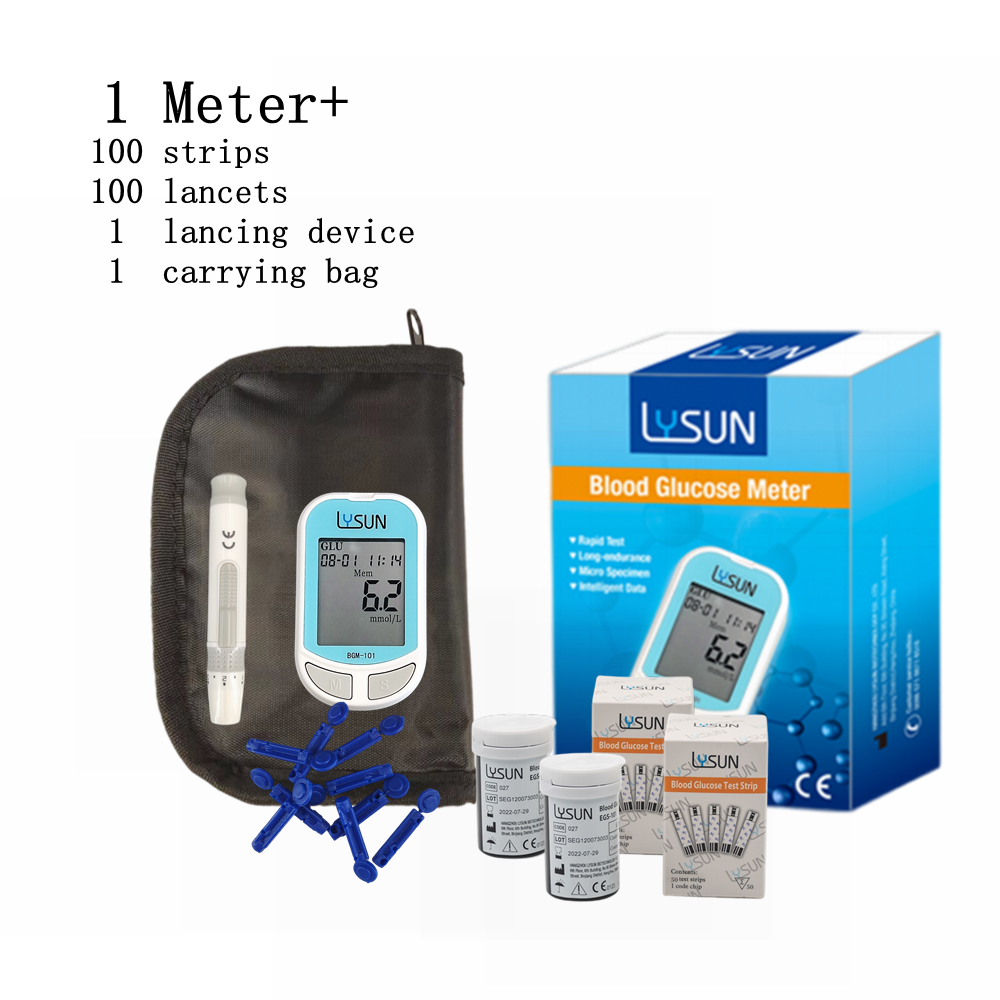 Lysun BGM-101 Blood Glucose Meter Glucometer Kit Diabetes Tester 50/100 Test Strips Lancets Medical Blood Sugar Meter