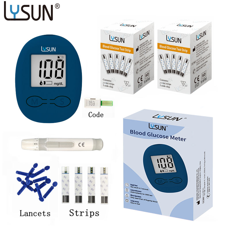 Lysun BGM-103 Blood Glucose Meter kit with 50/100pcs Test Strips Lancets Blood Sugar Monitor Diabetes Test Machine personal health care