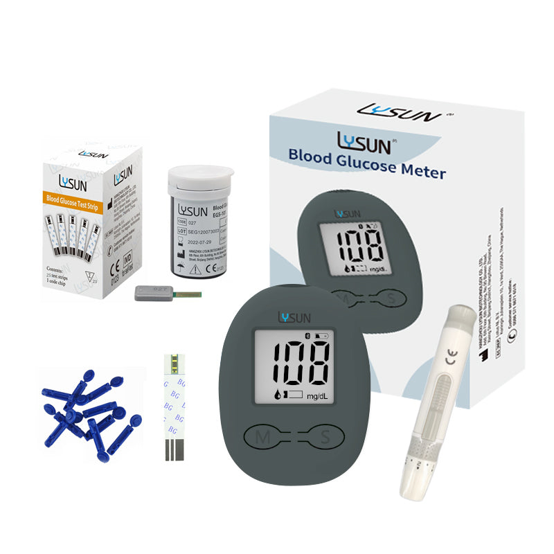 Lysun Bluetooth Blood Glucose Monitor Glucometer Diabetes Blood Sugar Meter with Test Strips Lancets