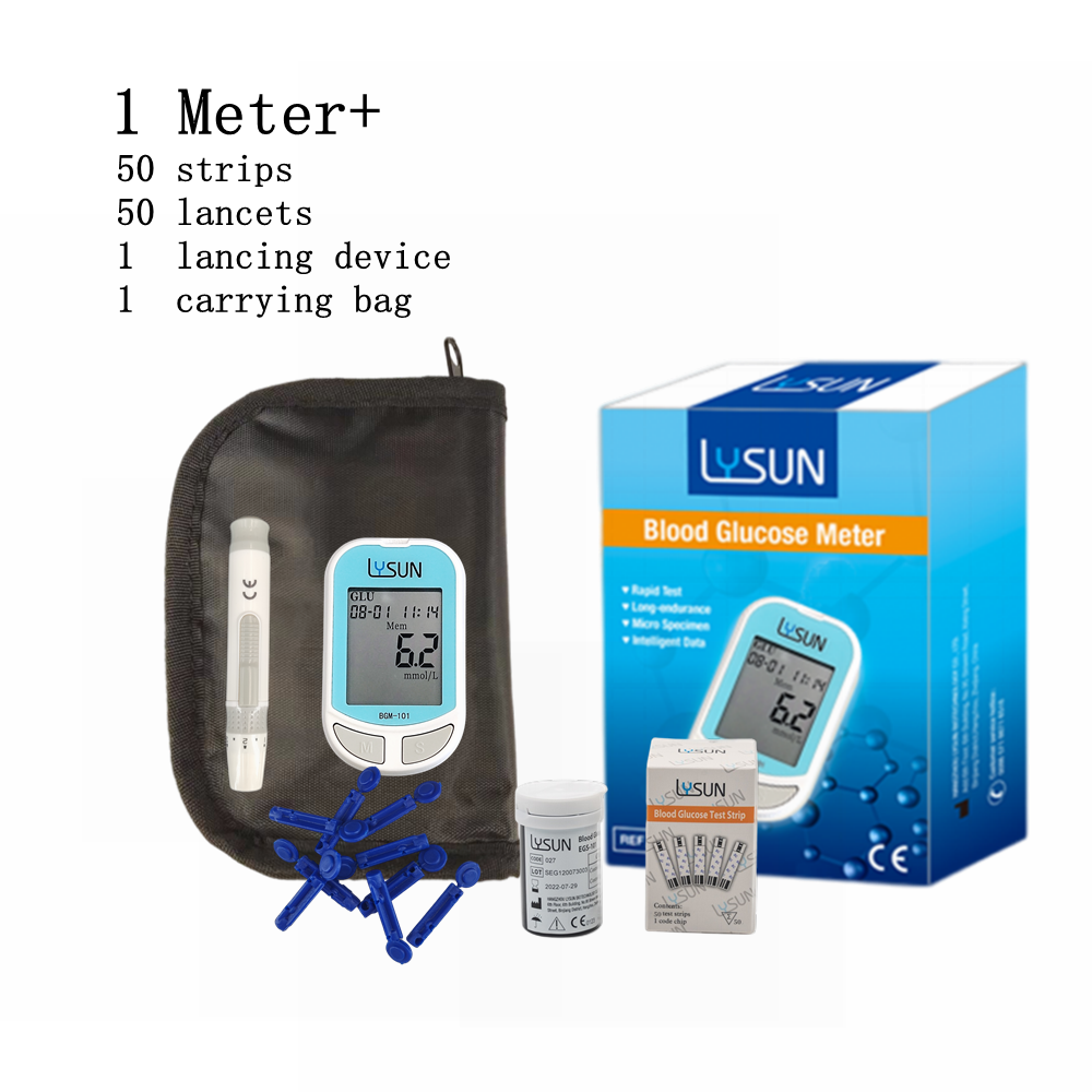 Lysun BGM-101 Blood Glucose Meter Glucometer Kit Diabetes Tester 50/100 Test Strips Lancets Medical Blood Sugar Meter