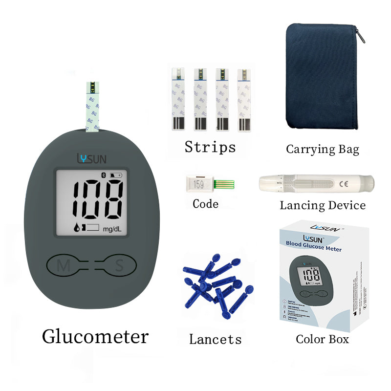 Lysun Bluetooth Blood Glucose Monitor Glucometer Diabetes Blood Sugar Meter with Test Strips Lancets