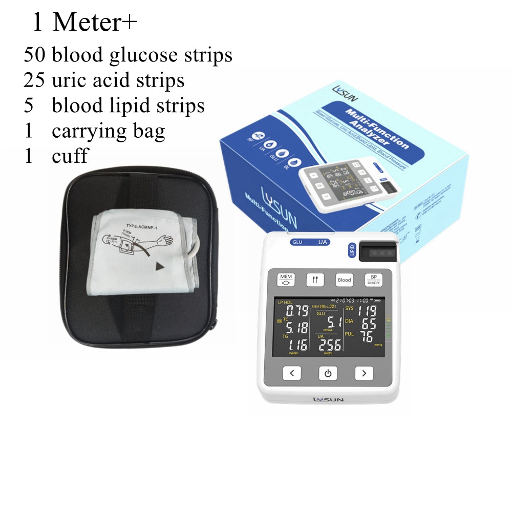 9 in1 Multifunction Analyzer Blood Glucose / Uric Acid / Blood Lipid /Blood Pressure with Free Accessories