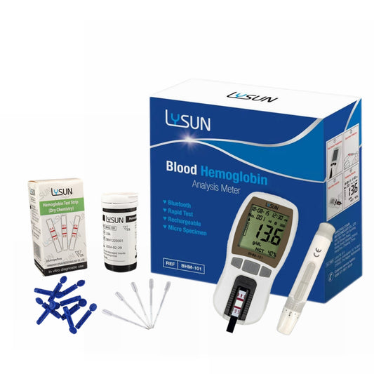 Lysun Hemoglobin Meter Optical Method High Accuracy Professional Analyzer with Test Strips Free Lancets