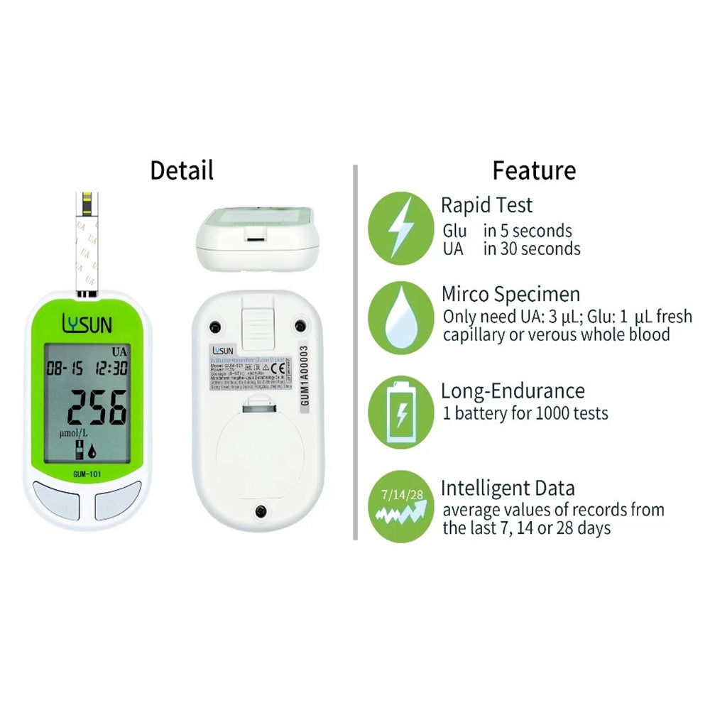 Multi-function Uric Acid & Blood Glucose Analyzer POCT Medical Test Machine