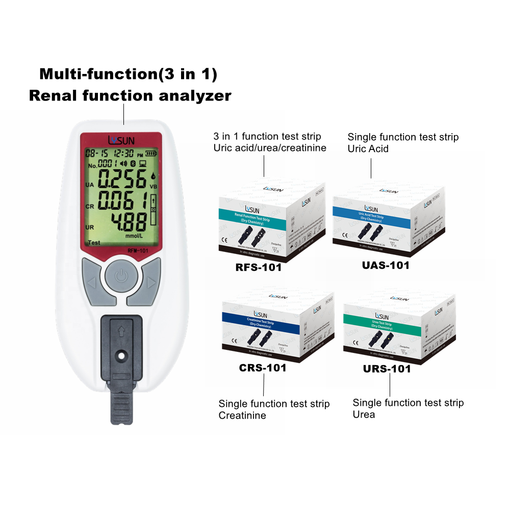 3 in 1 Handheld Renal Function Analyais Meter Renal Function Analyzer Urea(UR ),Creatinine(CR),Uric Acid( UA) with Free Lancets