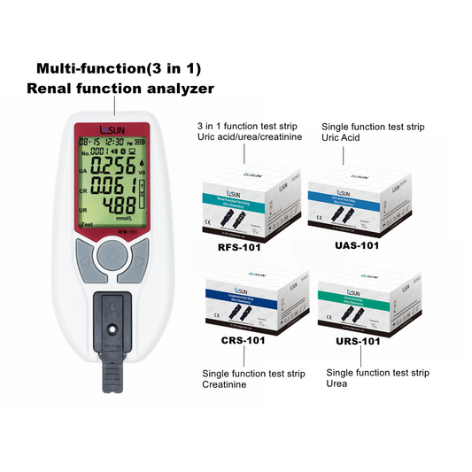 High Accuracy Self-testing  Renal Function Urea /Creatinine  /Uric Acid Test Strip with Free Lancets