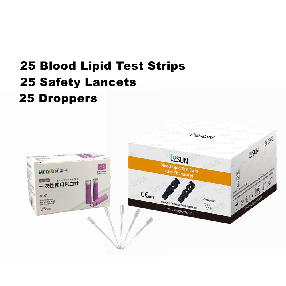 4 in 1 Cholesterol Test Kit Blood Lipid Total Cholesterol(TC), HDL Cholesterol(HDL),LDL,Triglycerides (TG) Test Strips with Free Lancets