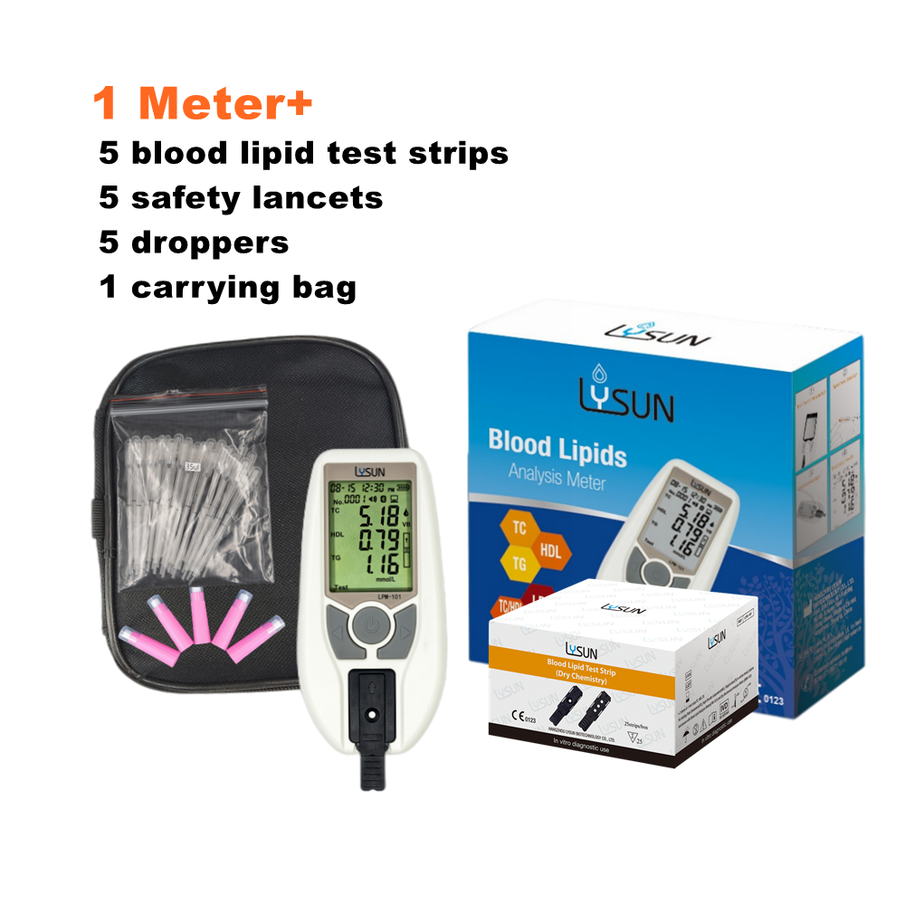 4-in-1 Lipid Monitor HDL LDL Triglycerides Cholesterol Household Medical Cholesterol Meter with Free Lancets