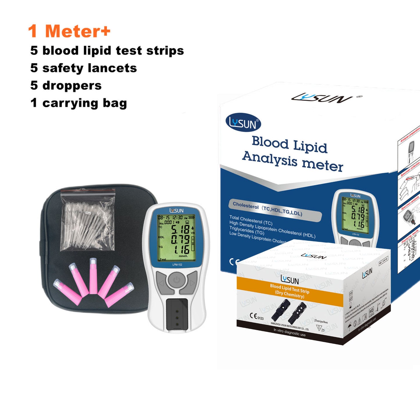 Medical Cholesterol Analysis Meter Blood Lipid 4in1 Medical Analyzer Total Cholesterol ,HDL /LDL & Triglyceride Home Use