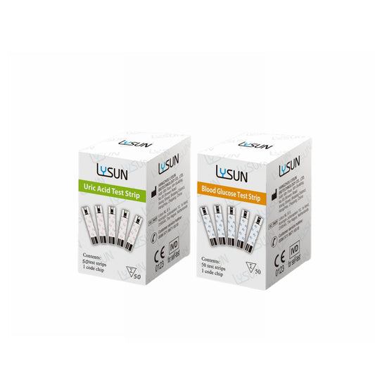 Uric Acid & Blood Glucose Test Strips for LYSUN GUM-101 Meter with Free Lancets