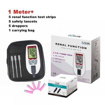 3 in 1 Handheld Renal Function Analyais Meter Renal Function Analyzer Urea (UR), Creatinine (CR), Uric Acid (UA) with Free Lancets