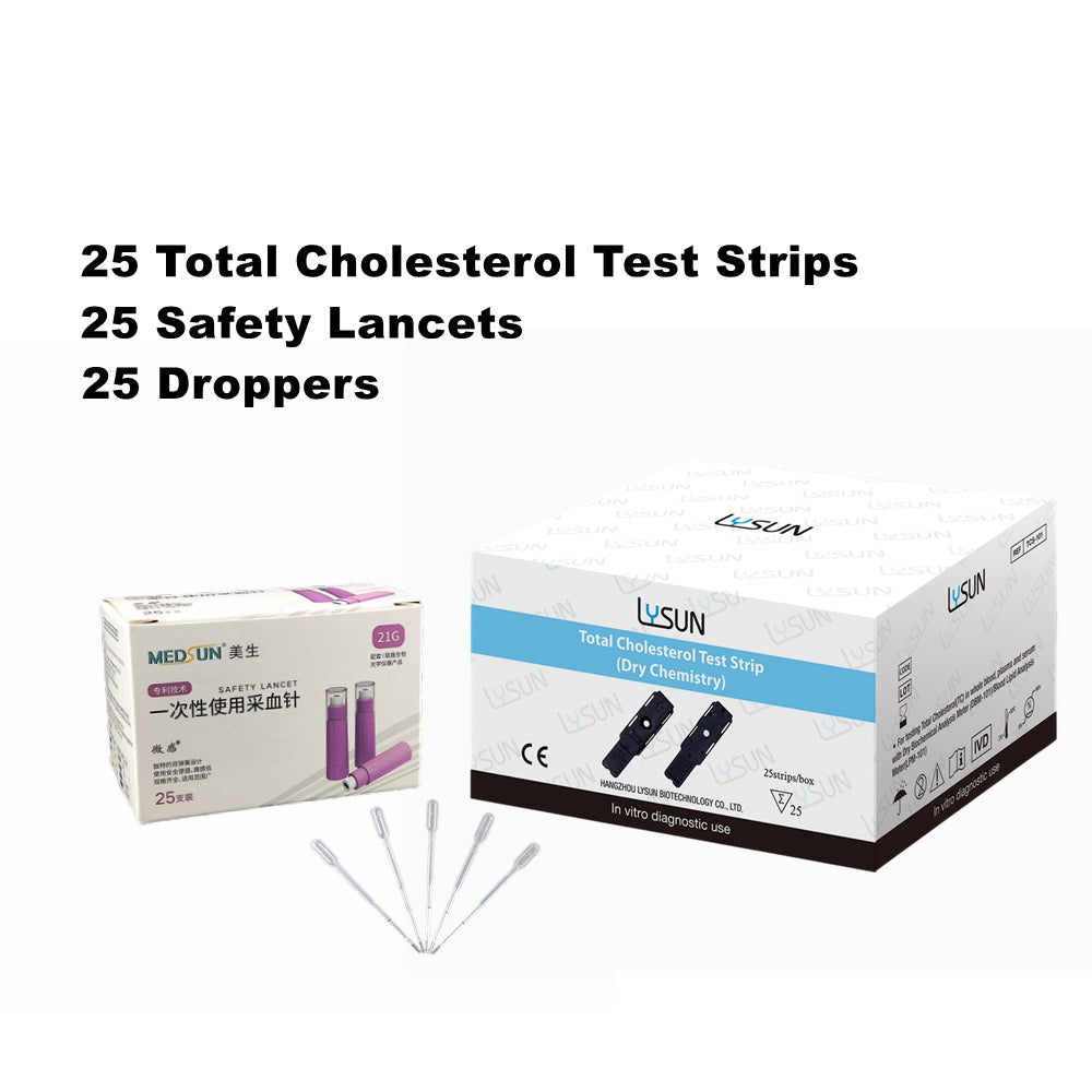 Self Test Blood Lipid Analysis Total Cholesterol (TC) Test Strips with Free Lancets