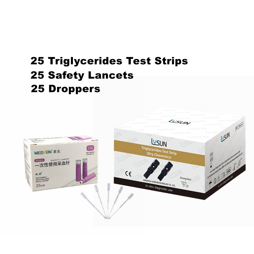 4 in 1 Cholesterol Test Kit Blood Lipid Total Cholesterol(TC), HDL Cholesterol(HDL),LDL,Triglycerides (TG) Test Strips with Free Lancets